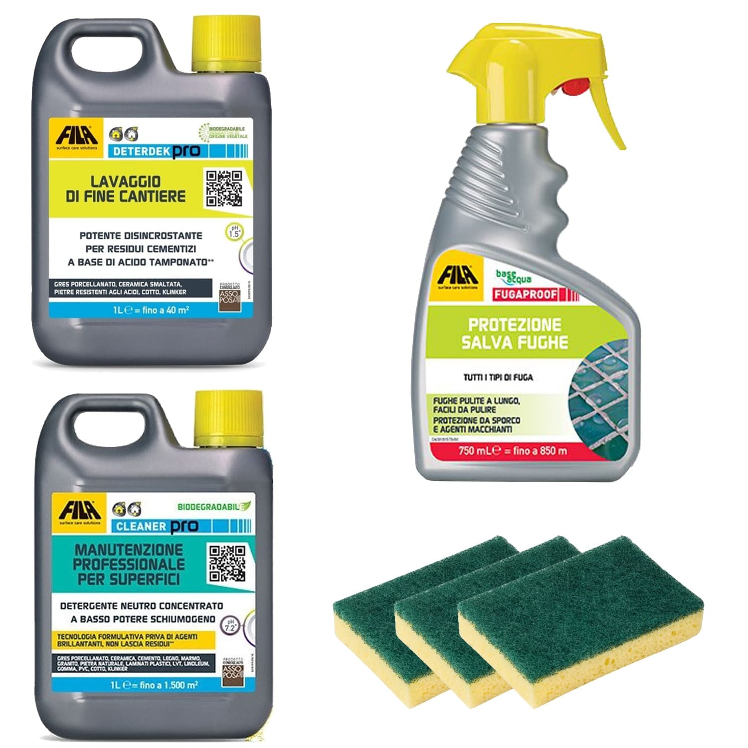 Fila Kit Ceramica Kit Specifico Per Pulizia Dopo Posa E Manutenzione - Kit Da 4 Pz