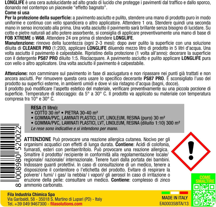 Fila Longlife Lt.5 Cera Protettiva Ad Effetto Lucido