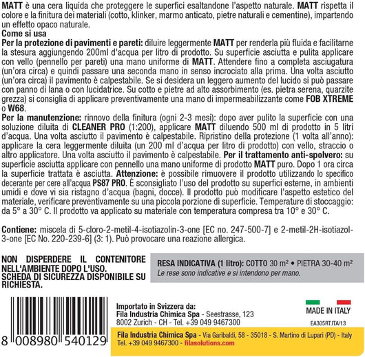 Fila Matt Lt.1 Cera Protettiva A Effetto Naturale