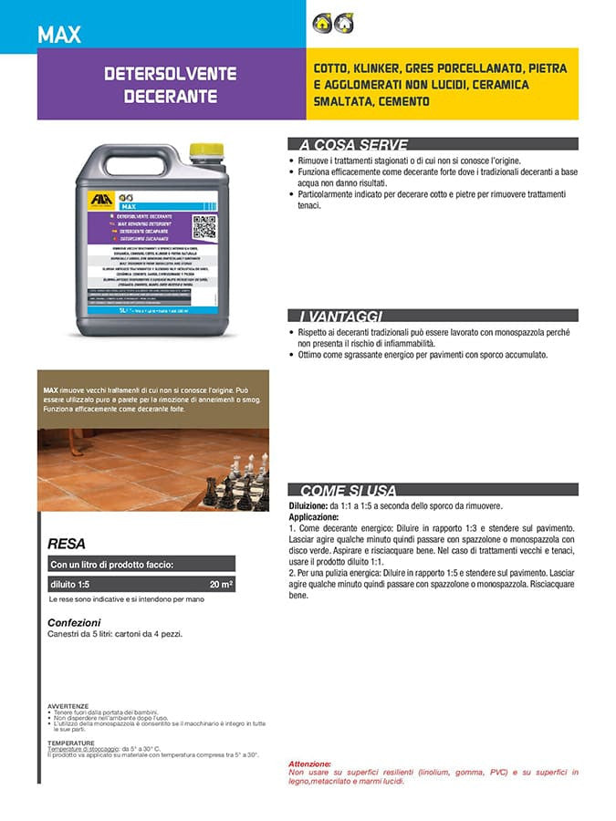 Fila Max Lt.5 Detergente Decerante 1l Per Cotto E Pietre