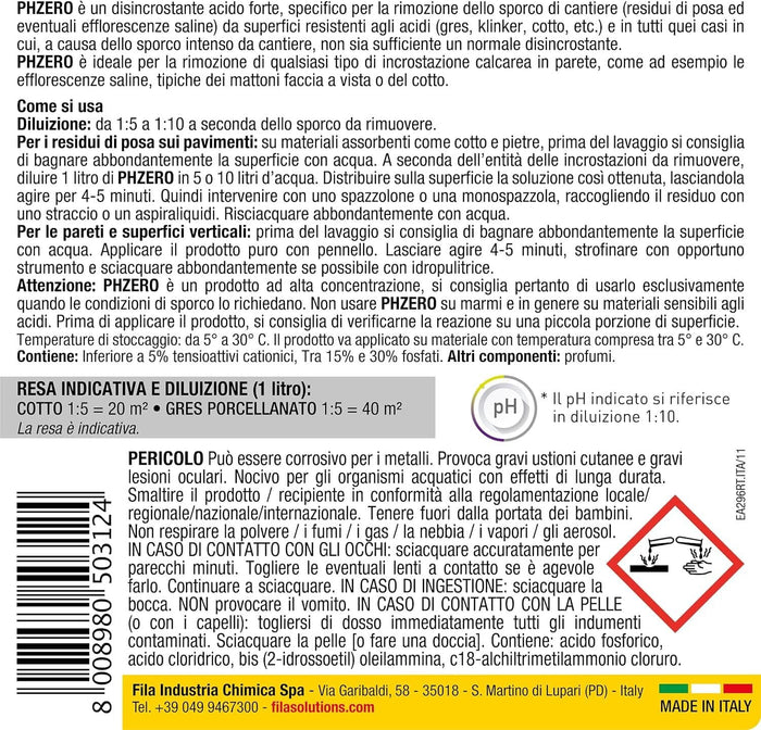 Fila Ph Zero Lt.5 Disincrostante Acido Forte