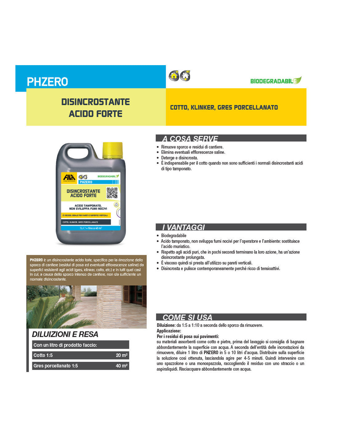 Fila Ph Zero Lt.5 Disincrostante Acido Forte