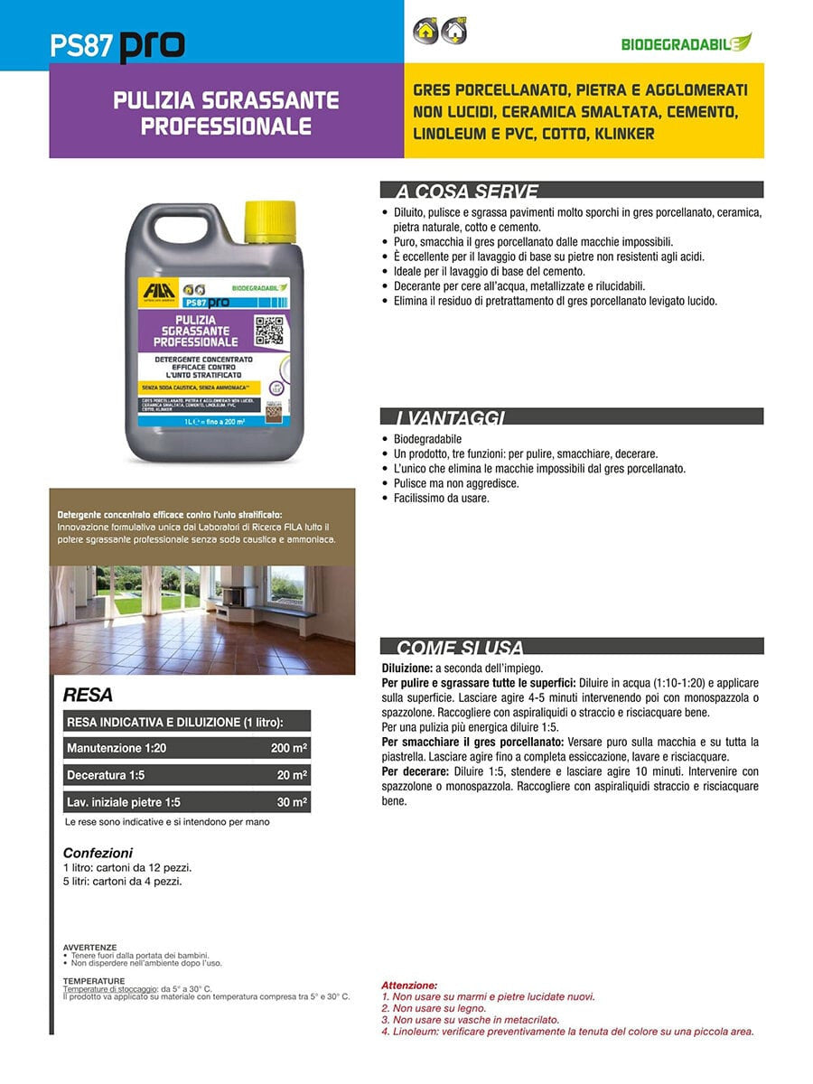 Fila Ps87 Pro Lt.1 Detergente Decerante Sgrassante