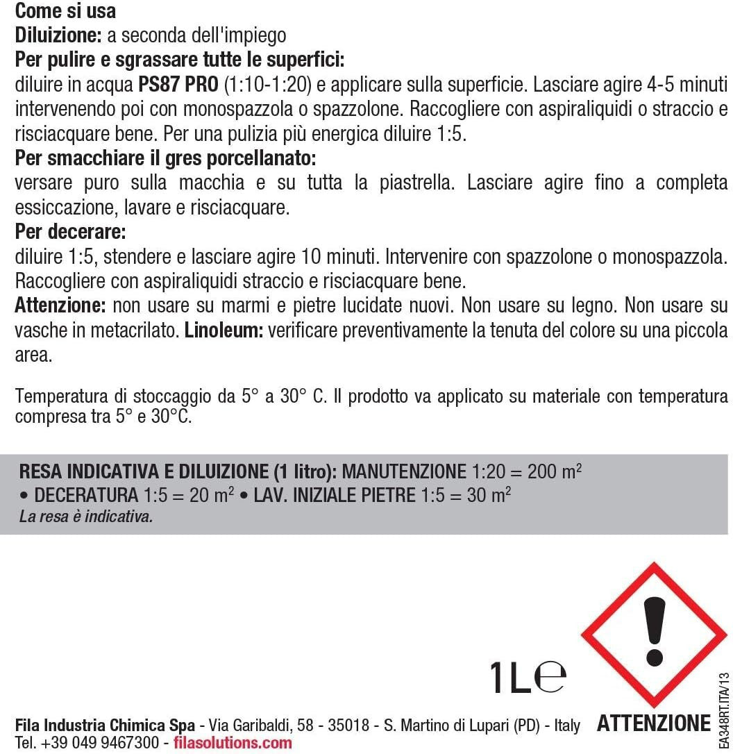 Fila Ps87 Pro Lt.5 Detergente Decerante Sgrassante