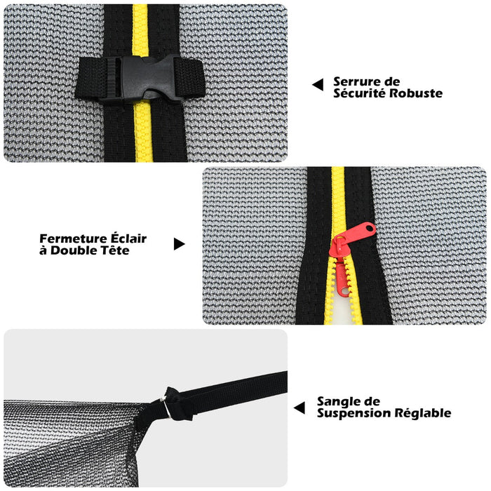 Rete di sicurezza per trampolino 366 cm con 8 montanti doppia cerniera e anelli di protezione interno/esterno 20_0006231