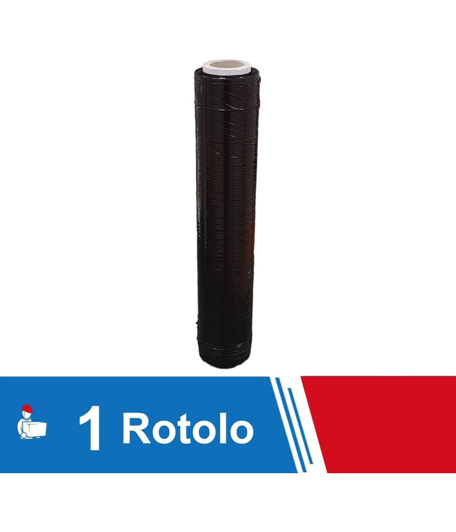 Film Estensibile Pellicola Nera Rotolo Manuale Per Imballaggi 160mx23myx50cm         