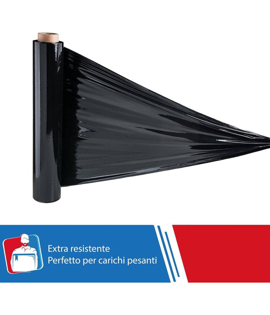 Film Estensibile Pellicola Nera Rotolo Manuale Per Imballaggi 160mx23myx50cm         