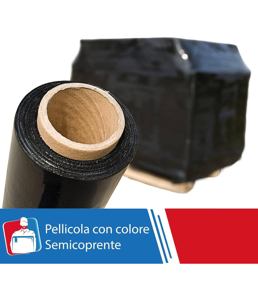 Film Estensibile Pellicola Nera Rotolo Manuale Per Imballaggi 160mx23myx50cm         