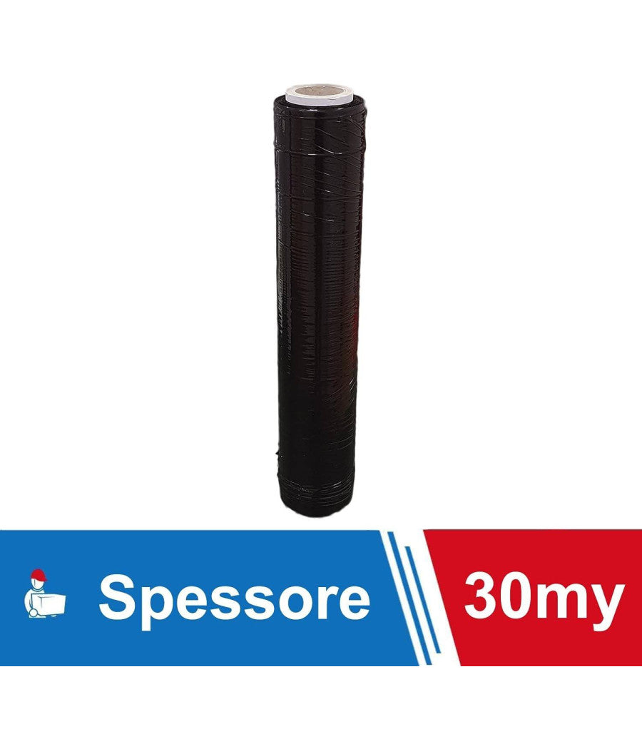 Film Estensibile Pellicola Nera Rotolo Manuale Per Imballaggi 160mx23myx50cm         