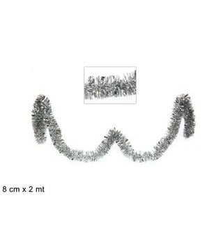 Filo Addobbo Ghirlanda Albero Di Natale 8 Cm X 2 Mt Silver Argento Decorazione         