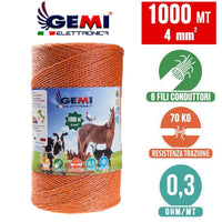 Filo 1000MT 4 Mm² Per Recinto Elettrico Recinti Elettrificati Recinzioni Elettrificate Per Mucche Cavalli Maiali Galline