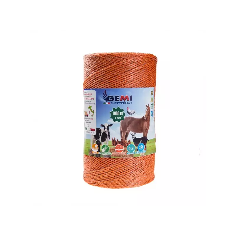 Filo 1000MT 4 Mm² Per Recinto Elettrico Recinti Elettrificati Recinzioni Elettrificate Per Mucche Cavalli Maiali Galline