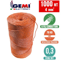 Filo 1000MT 4 Mm² Per Recinto Elettrico Recinti Elettrificati Recinzioni Elettrificate Per Mucche Cavalli Maiali Galline