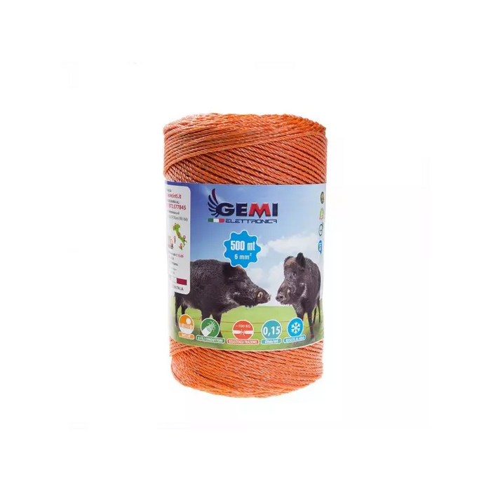 Kit completo recinto elettrico con 1 x Elettrificatore 220V + 1 x Filo 500 MT 6 Mm² + 100pz isolatori per pali legno