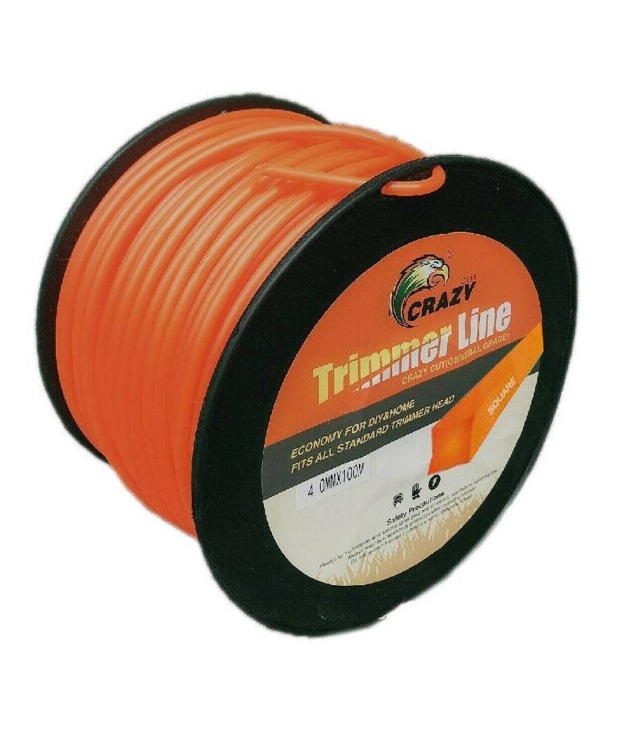 Filo Per Decespugliatore Quadrato 4mm Bobina 100mt Tagliaerba Cavo Matassa Rosso         