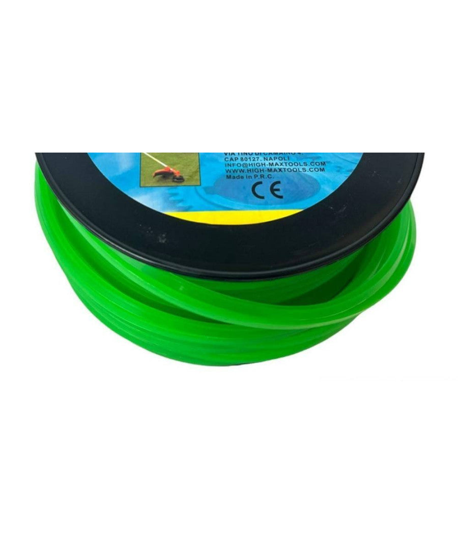 Filo Per Decespugliatore Quadrato 5 Mm Bobina 100mt Taglaerba Cavo Matassa Verde         
