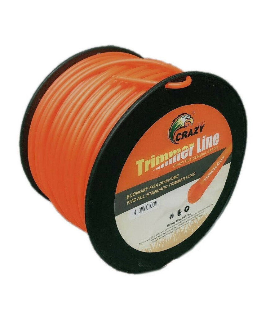 Filo Per Decespugliatore Tondo 4mm Bobina 100mt Tagliaerba Cavo Matassa Rosso         