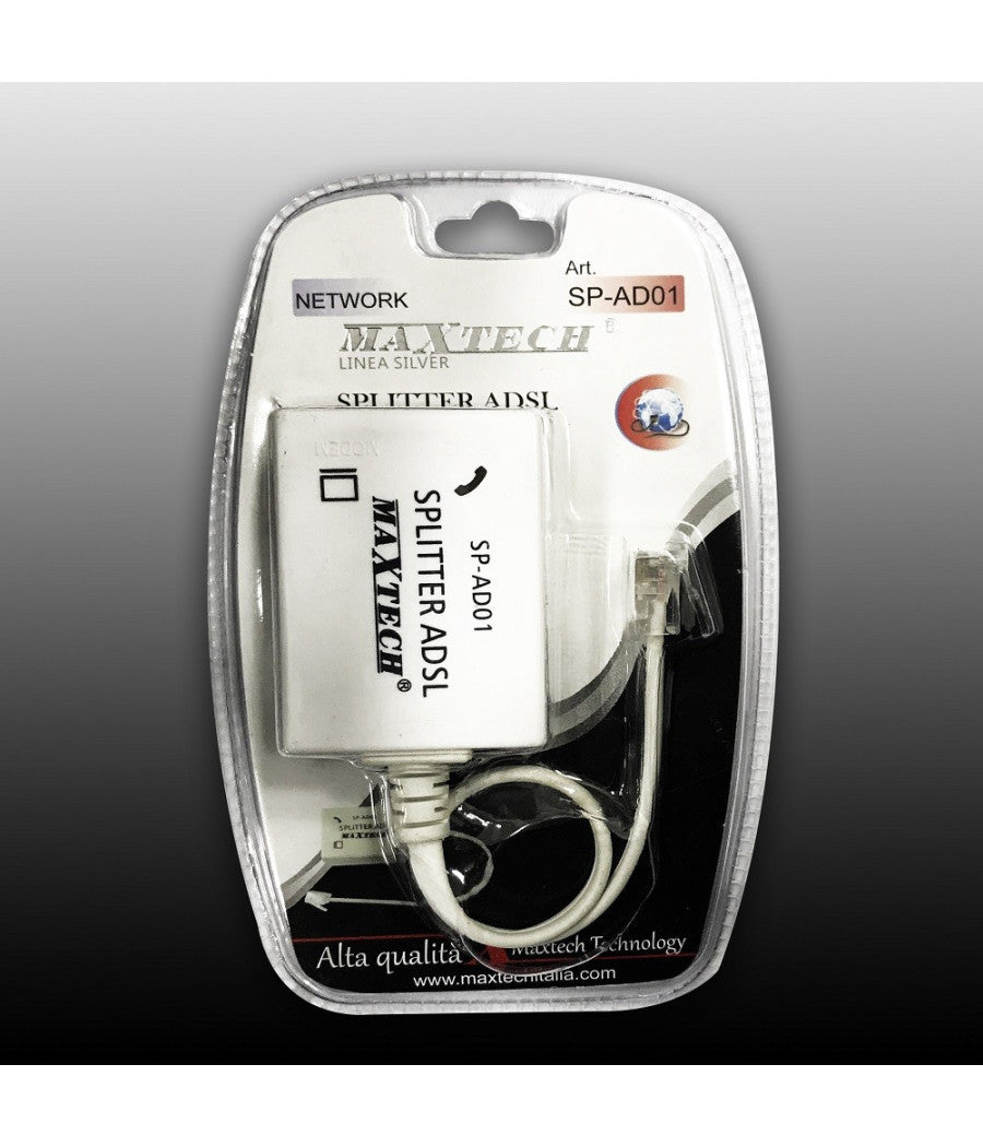 Filtro Adsl Splitter Telefonico Plug Rj11 Ingressi Femmina Sdoppiatore Maxtech Sp-ad01         