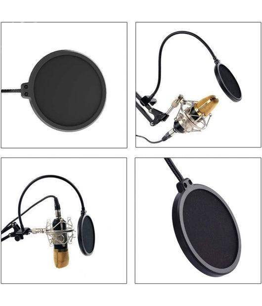 Filtro Pop Per Microfono Q-a193 Pop Sheild Con Clip Di Supporto Base Flessibile         