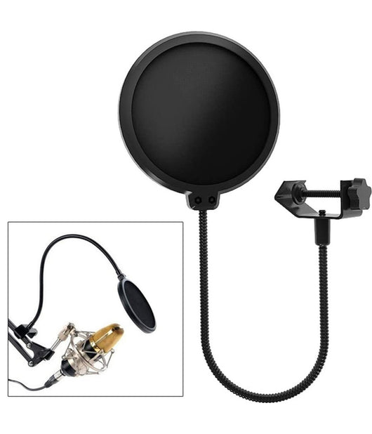 Filtro Pop Per Microfono Q-a193 Pop Sheild Con Clip Di Supporto Base Flessibile         