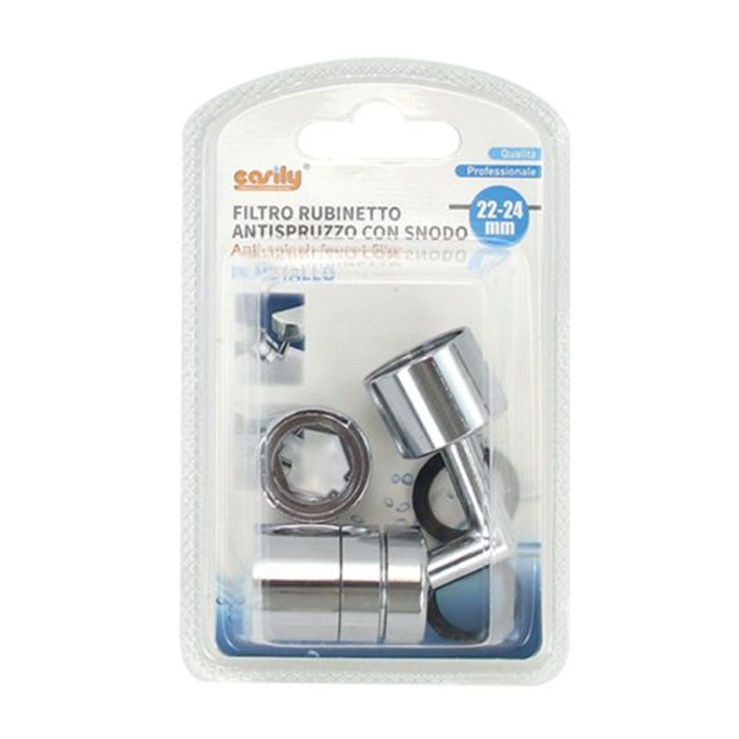 Trade Shop - Filtro Rubinetto Antispruzzo Con Snodo In Metallo Rompigetto Aeratore 22-24mm 87979         