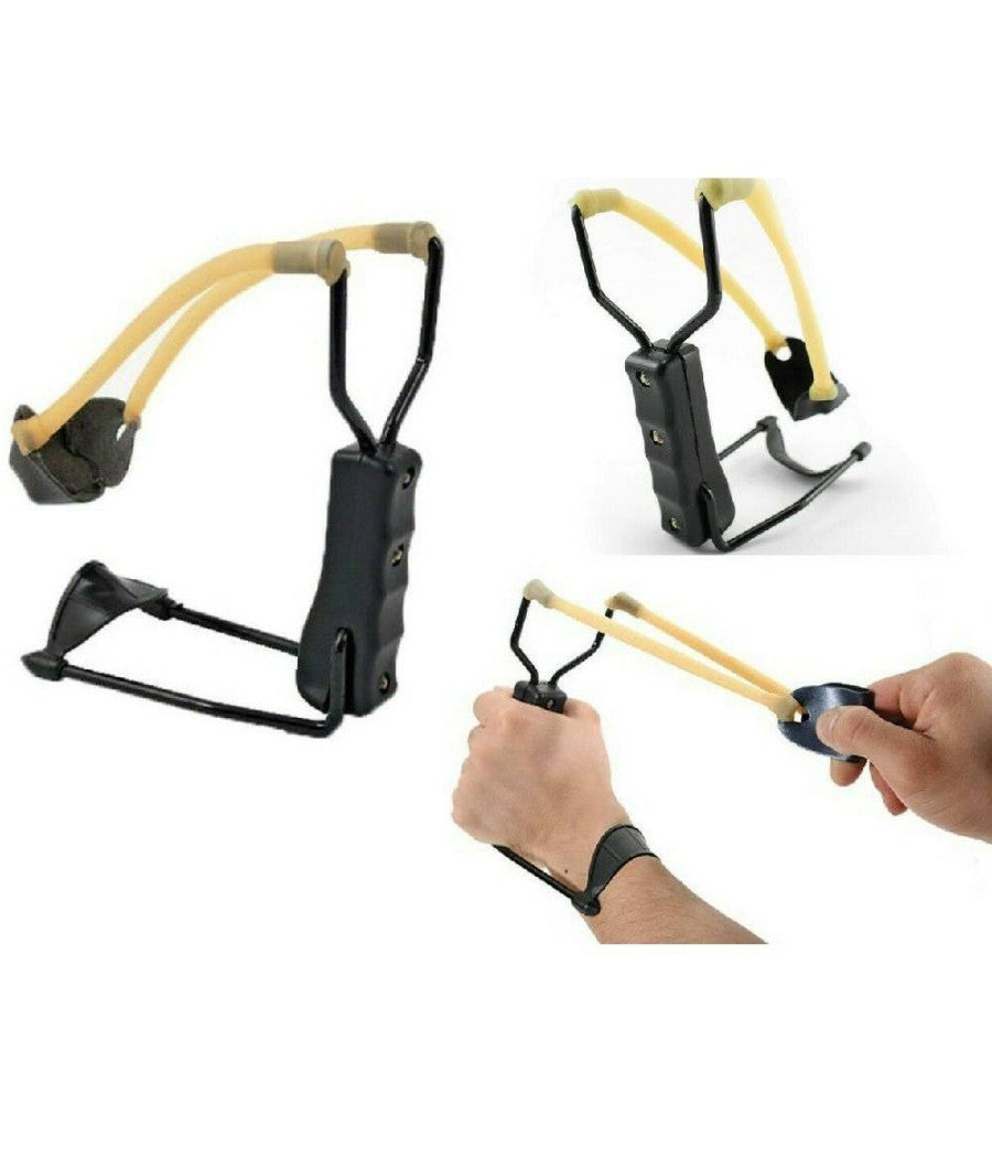 Fionda Sportiva Di Precisione Per Cacciare Pescare Pesci Da Polso Con Elastico         