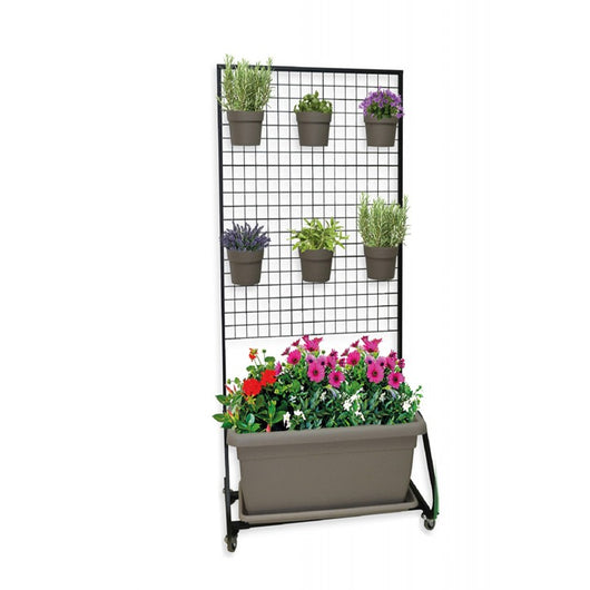 Fioriera a Parete Dada Cm 70X100 Nera Compresi 6 Vasetti Diam 14 Nero Tecnokit