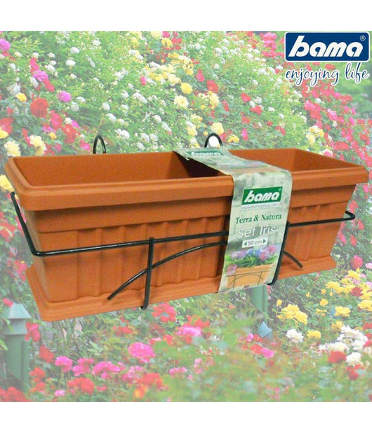 Fioriera Da Balcone Ringhiera 60cm Balconetta Con Supporto E Sottovaso Completa         