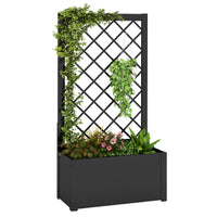 Letto da giardino rialzato con traliccio da 112 cm per piante rampicanti, Contenitore per piante da interno ed esterno Nero-Scaffali per piante