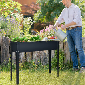 Fioriera rialzata con 2 fori di drenaggio per frutta verdura fiori, Fioriera galvanizzata per interno ed esterno Grigio scuro-Fioriere