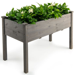 Fioriera rialzata in legno di abete per verdure con fori di drenaggio, Vaso per frutta fiori e verdure 125x59x76cm Grigio-Fioriere