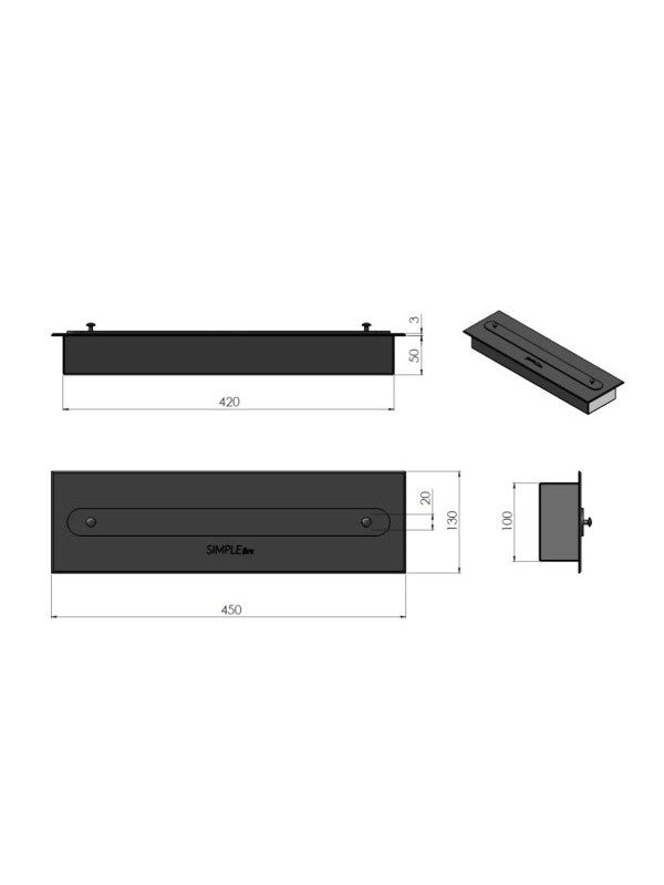 FIREBOX 600 - Biocamino da appoggio nero opaco, inserto a bioetanolo freestanding - senza Vetro - Capienza Bruciatore 1L