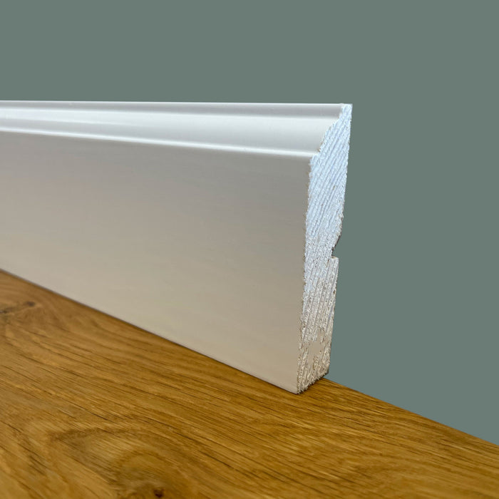 100 metri lineari di Battiscopa PREMIUM in legno MASSELLO mod.FIRENZE 68x15 laccato bianco liscio - Default Title