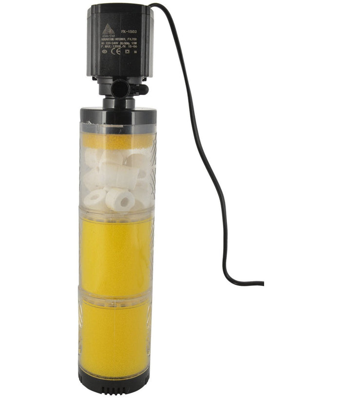 Fitro Interno Per Acquario Pesci Tartarughe 3 Stadi Filtro 1200l/h 15w Fk-1503         