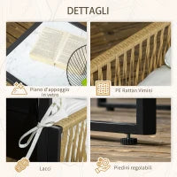 Set da Giardino 4 Pezzi in Rattan con Divanetto, 2 Sedie e Tavolino da Caffè, Nero, Marrone e Crema