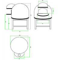 Forno a legna artigianale rivestimento mosaico bianco azzurro pizza linea wave *** misura Ø 100 cm, confezione 1