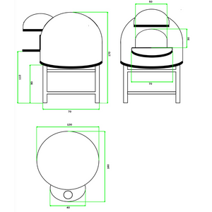Forno a legna artigianale rivestimento mosaico bianco azzurro pizza linea wave *** misura Ø 100 cm, confezione 1