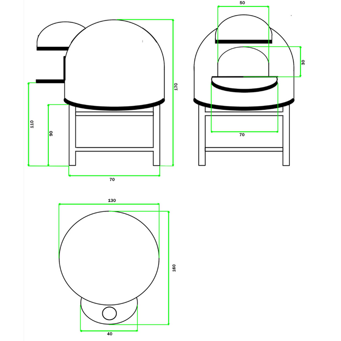 Forno a legna artigianale rivestimento mosaico bianco azzurro pizza linea wave *** misura Ø 100 cm, confezione 1