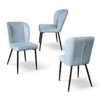 PAZZO DESIGN Sedia Simona set da 4 sedie azzurro in velluto e gambe in metallo