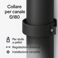 Collare registrabile arredo viteria prolunghe canale fumo muro stufa pellet *** misura Ø 180 mm, confezione 1