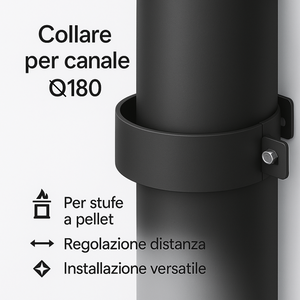 Collare registrabile arredo viteria prolunghe canale fumo muro stufa pellet *** misura Ø 180 mm, confezione 1