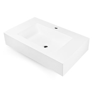 Ogomondo top lavabo sospeso in materiale marmo resina finitura asfalto *** misure 100x46x15 cm, tinta bianco, confezi...