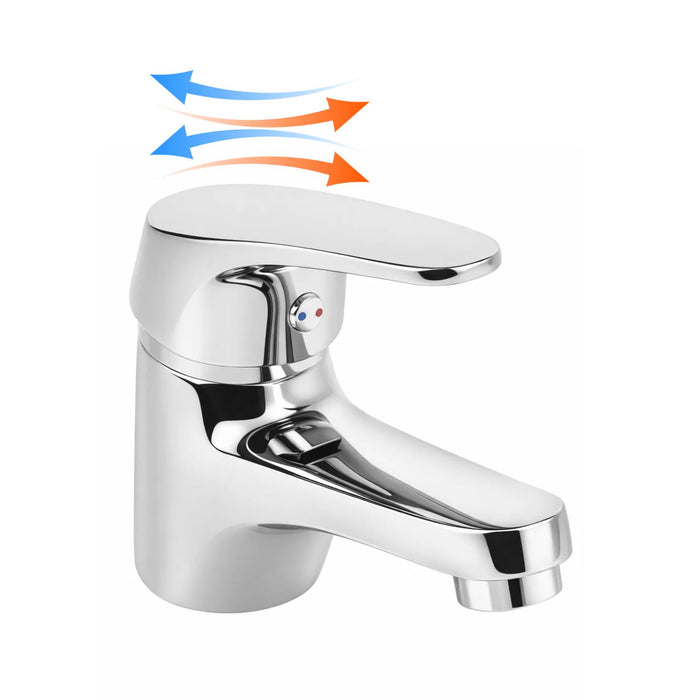 Miscelatore rubinetto europa per lavabo in ottone colore cromato con piletta