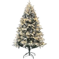 Albero di Natale Artificiale 180cm con 793 Rami, Luci LED e Rami Innevati, Verde