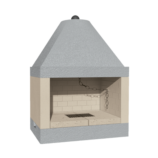 Camino a legna prefabbricato focolare aperto refrattario qr100ref parete angolo