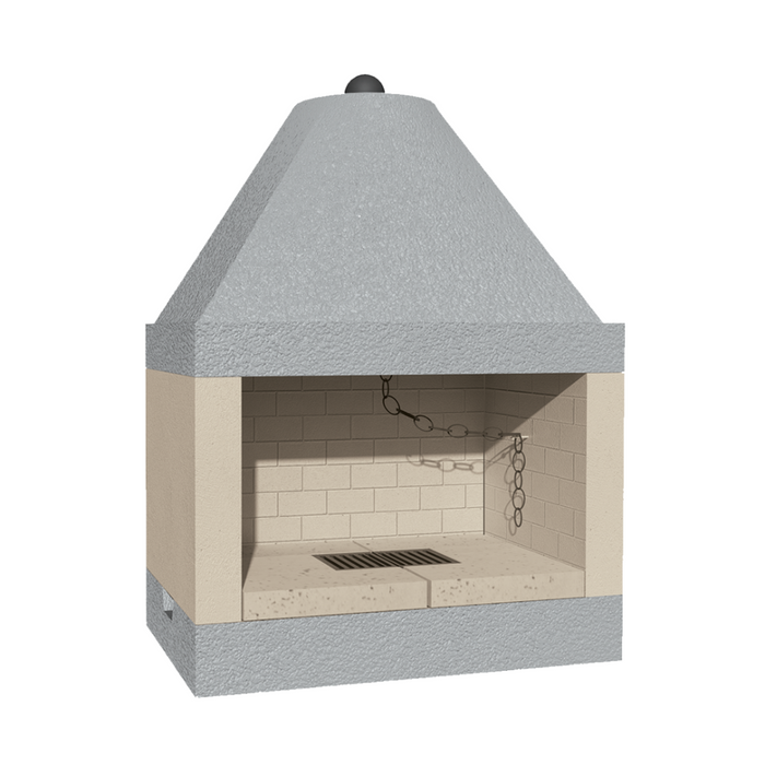 Camino a legna prefabbricato focolare aperto refrattario qr100ref parete angolo