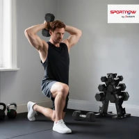 Set Manubri da Palestra Esagonali con Supporto e Impugnatura Antiscivolo, 2x2kg, 2x5kg, 2x8kg, 2x10kg, Nero