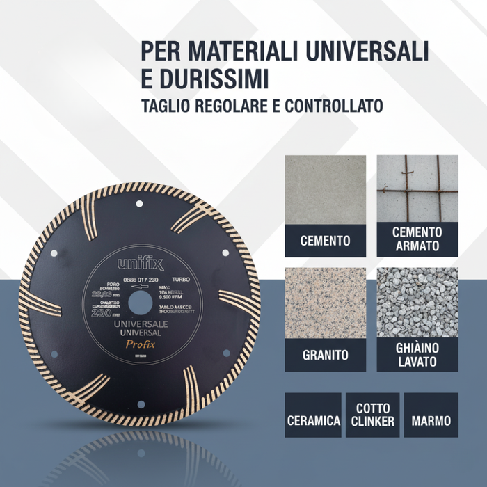 Disco diamantato turbo universale cemento, cemento armato, granito *** misura Ø 115 x 2,4 mm, confezione 1