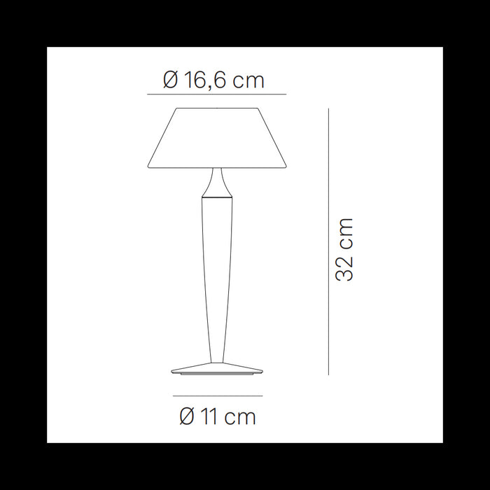 Lampada da Tavolo Ricaricabile Flaminia Zafferano Led Touch - Design Classico Senza Fili Bronzo
