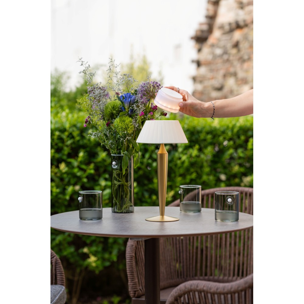 Lampada da Tavolo Ricaricabile Flaminia Zafferano Led Touch - Design Classico Senza Fili Bronzo
